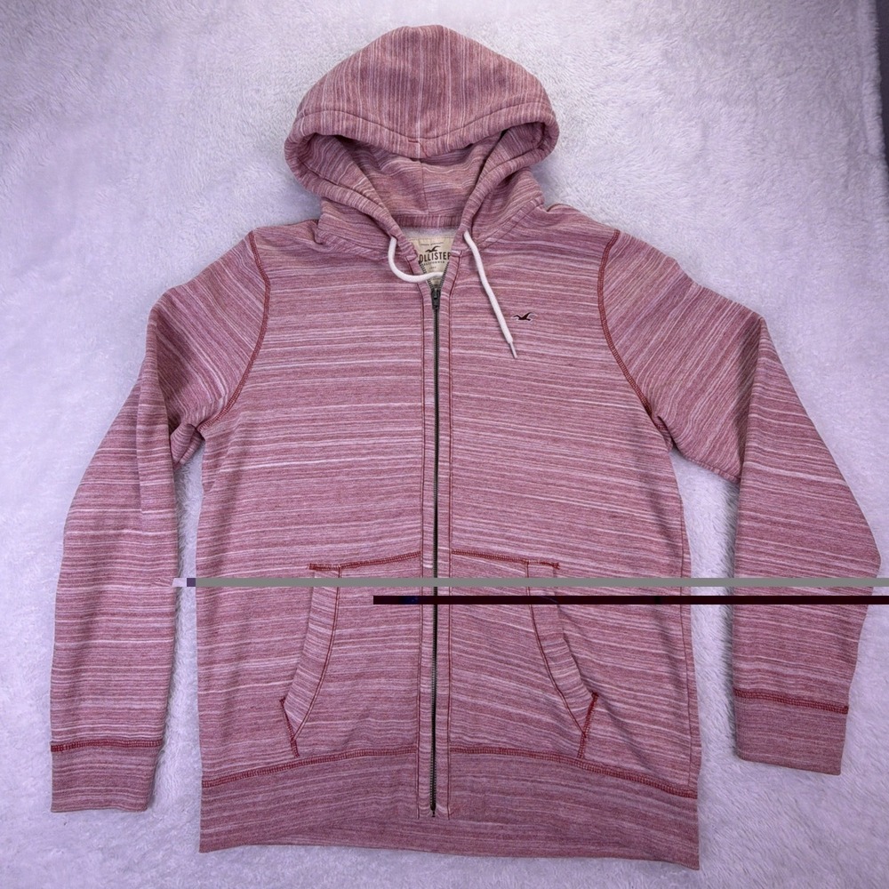 Hollister Men's XL Hoodie Full Zip Heather Red, Pockets‎